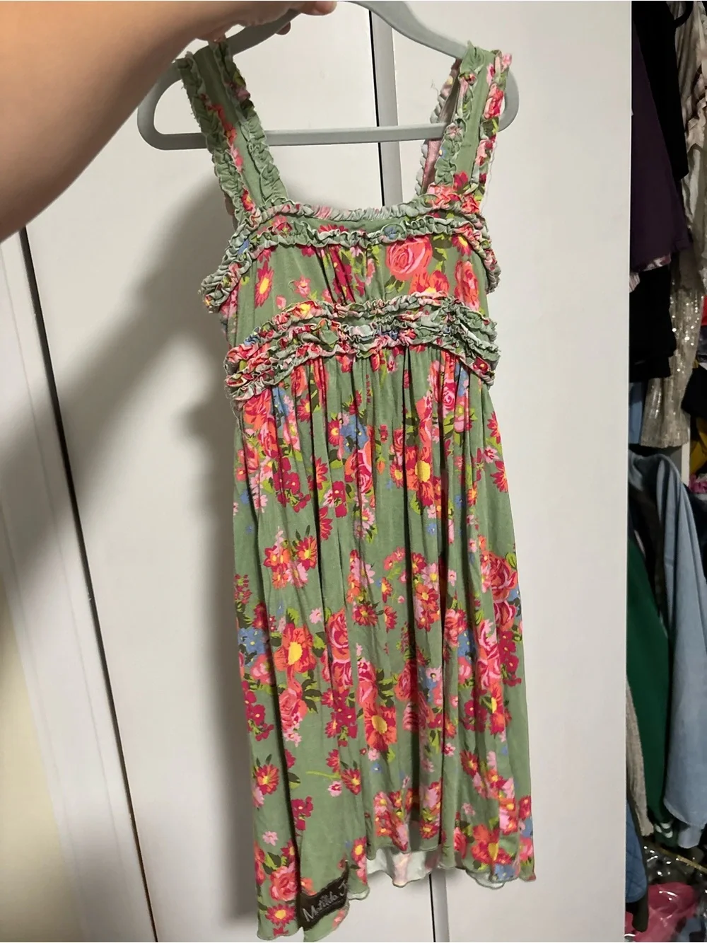 Matilda Jane sleeveless green floral Ruffle Sundress bamboo modal